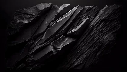 Foto op Plexiglas Dark grey black slate background. Black stone texture. Slate background. generative ai. © mustak