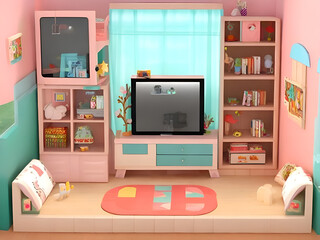 livingroom for dolls in toca boka style, no dolls in the room
