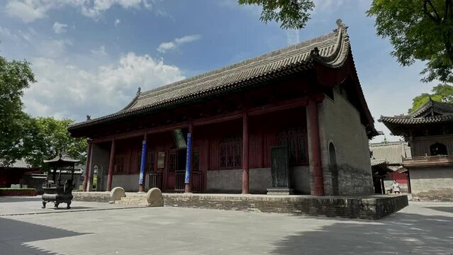 Time lapse photography of the exterior of the main hall of Chongfu Temple in Shuozhou City, Shanxi Province, China.

