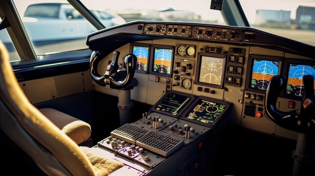 GPS navigation in a private jet transforms business journeys. Integrated with precise positioning and up-to-the-minute weather forecasts. Generated by AI.