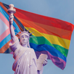 purplish Statue of liberty on pride flag