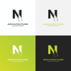 Architect Logo-initial letter N for architecture logo design free download vector
