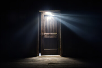 The slightly open door allows a sliver of light to break through, embodying the fragile hope of those seeking refuge from an abusive environment