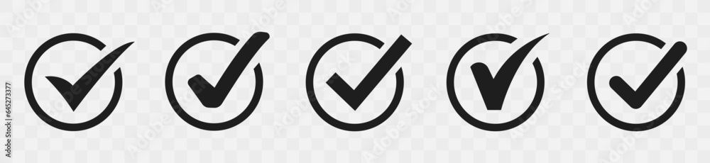 Poster set black check marks and crosses of simple web buttons. circle and square. large collection of flat