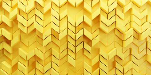 Wood, 3D Mosaic Tiles arranged in the shape of a wall. Soft sheen, Timber, Blocks stacked to create a chevron block background. 3D Render