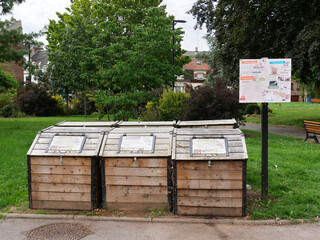 Naklejka premium Compost bins installed in a city park
