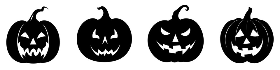 Pumpkin icon collection. Halloween pumpkin silhouettes.