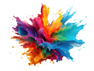 Fotobehang Rainbow color paint splash wallpaper . Generative AI © kharom