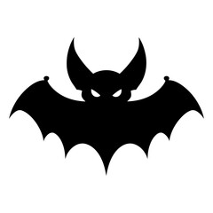 Bat icon. Bat silhouette. Black bat symbol.