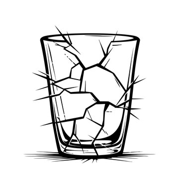 recommend clip art: Broken glass cup for drinks. Cracked cup icon. Glass waste concept.