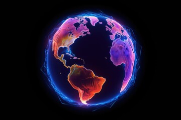 3d model of Earth with neon illumination