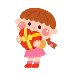バレンタインにチョコレートを渡す女の子のイラスト