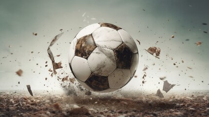 soccer ball fall in mud - obrazy, fototapety, plakaty