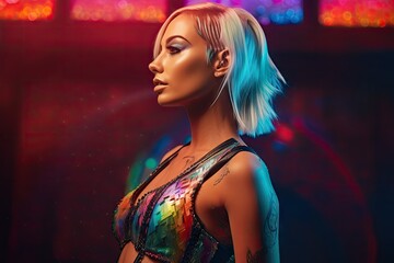 cyberpunk girl in neon lights