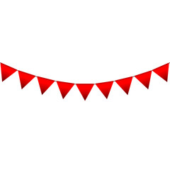 Fototapeta premium Red colour bunting pennants image with transparent background.
