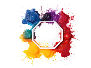 Fototapeta na wymiar colorful color powder of hexagon frame . Generative AI