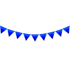 Fototapeta premium Blue colour bunting pennants image with transparent background.