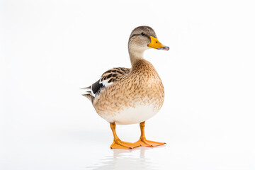 Fototapeta premium a duck standing on a white surface with its beak open