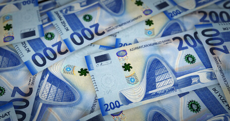 Azerbaijan Manat note money printing concept 3d illustration