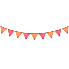 Obraz premium Red and orange colour bunting pennants image with transparent background.
