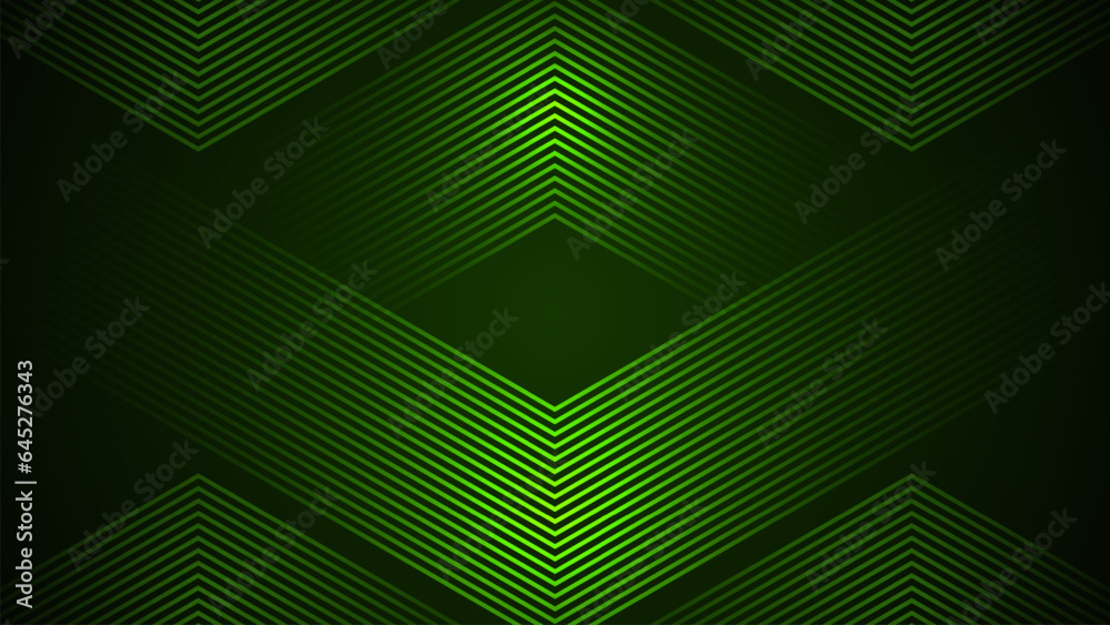 Poster dark green simple abstract background with lines in a geometric style as the main element.