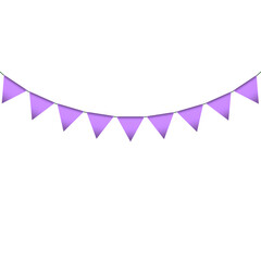 Purple colour bunting pennants image with transparent background.