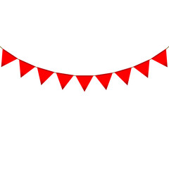 Obraz premium Red colour bunting pennants image with transparent background.