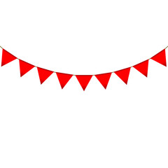 Fototapeta premium Red colour bunting pennants image with transparent background.