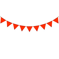 Fototapeta premium Red colour bunting pennants image with transparent background.
