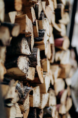 Beautifully arranged firewood for winter preparations