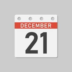 Icon page calendar day - 21 December