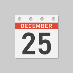 Icon page calendar day - 25 December