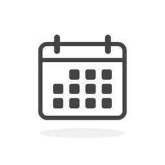 Calendar simple black icon. Schedule symbol. Vector illustration isolated on white background.