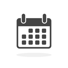 Calendar simple black icon. Schedule symbol. Vector illustration isolated on white background.