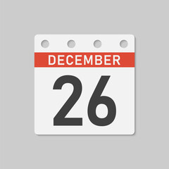 Icon page calendar day - 26 December