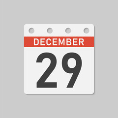 Icon page calendar day - 29 December