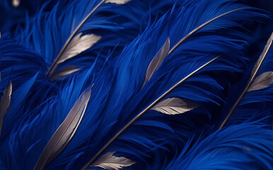 Majestic Royal Blue and Silver Feathers Wallpaper Pattern