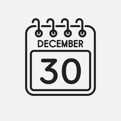 Icon page calendar day - 30 December