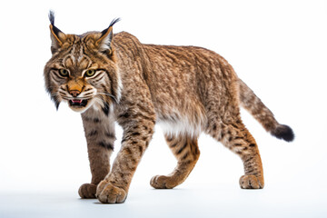 Fototapeta premium a lynx walking across a white surface