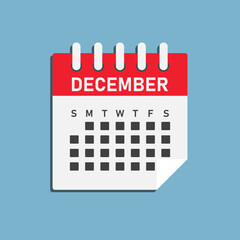 Vector template icon page calendar, month December