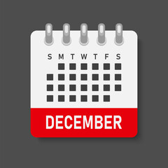 Vector template icon page calendar, month December