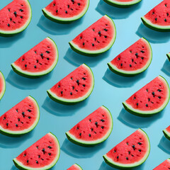 Pattern of watermelon slices on a blue background.