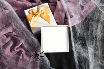 Halloween 5x5 square card mockup in box on black background 