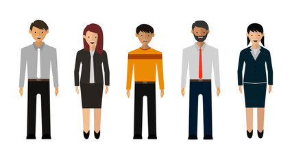 Vector illustration Silhouette of office staff cartoon character, group of business people.
