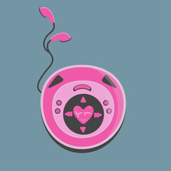 Flat Design Illustration with CD Player  and For You Heart