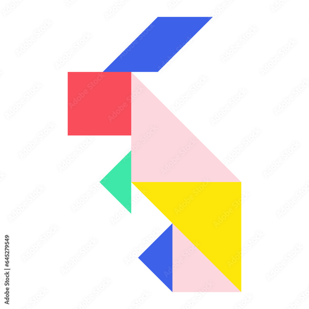 Poster tangram rabbit flat illustration