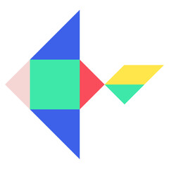 Tangram fish flat illustration