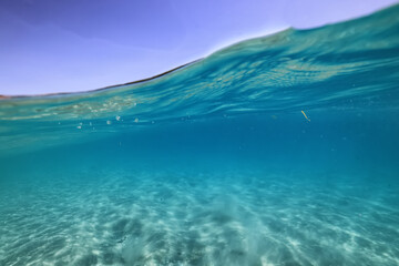 sandy beach underwater photo background abstract horizontal panorama of the blue sea