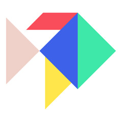 Tangram fish flat illustration