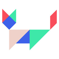 Tangram cat flat illustration